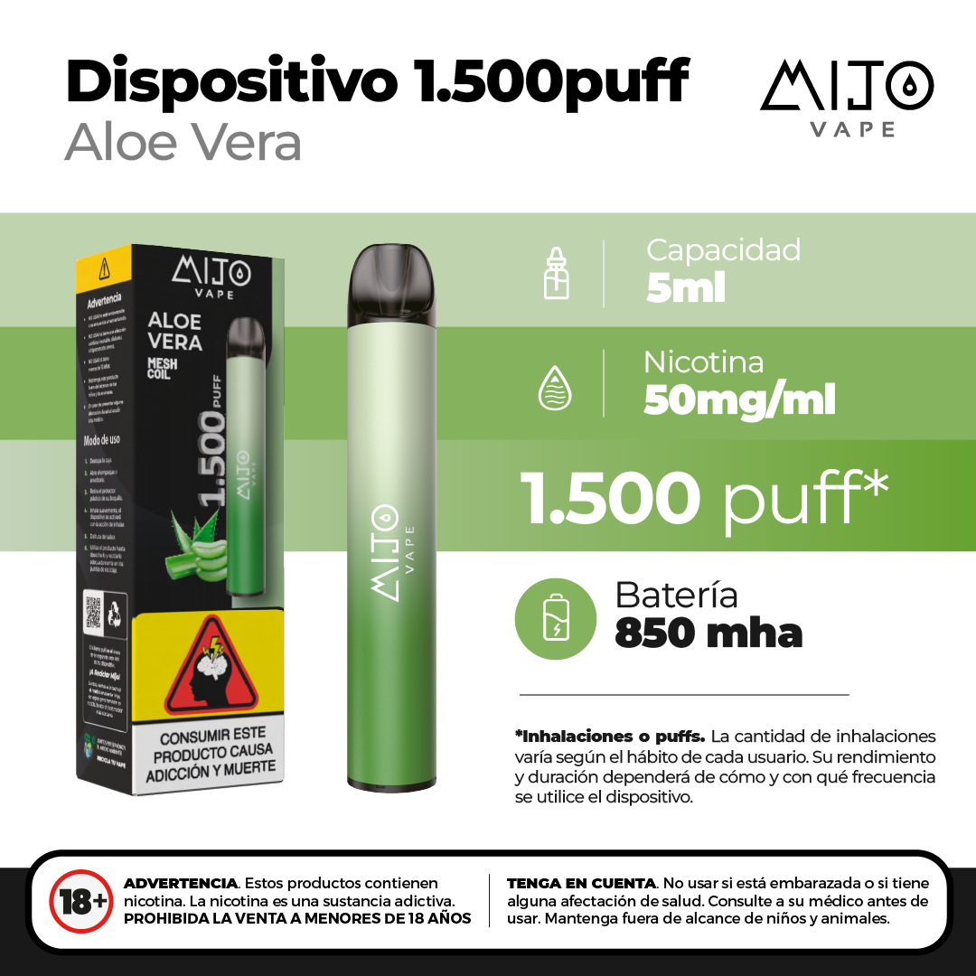 Mijo Aloe Vera 1500 Puffs