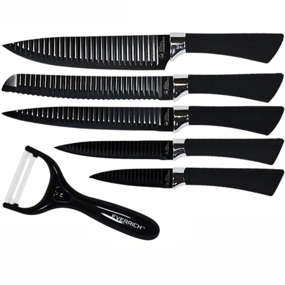 JUEGO SET CUCHILLOS LUJO 6 PIEZAS CON PELADOR