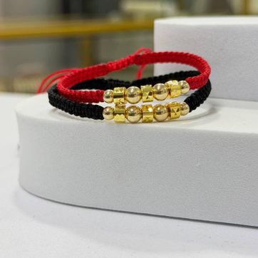 Imagen del producto Par pulseras tehida balin 4mm y 5mm lis con rondel liso