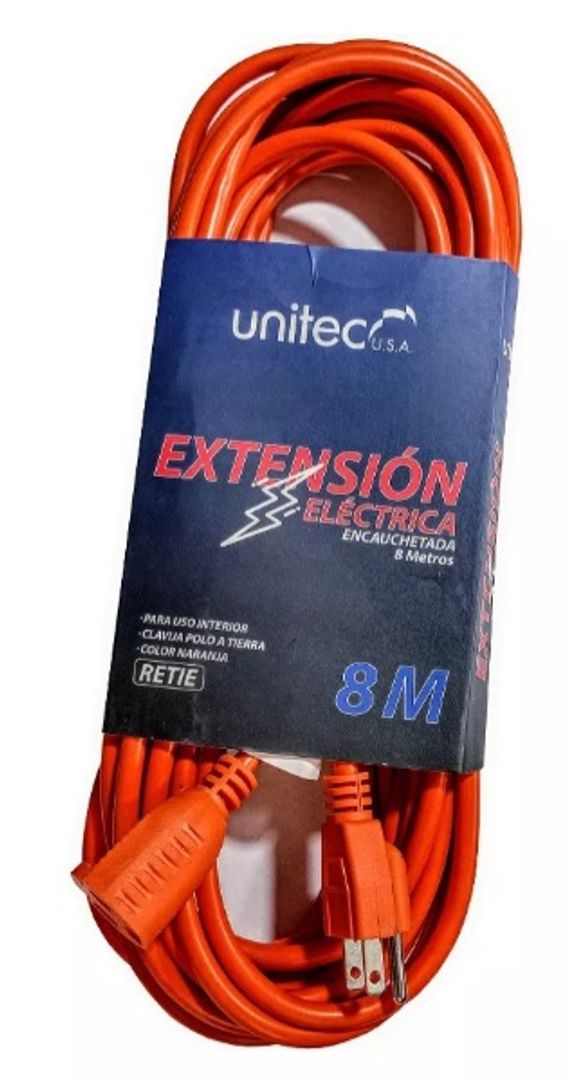 Extensión eléctrica encauchetada 8mts Unitec
