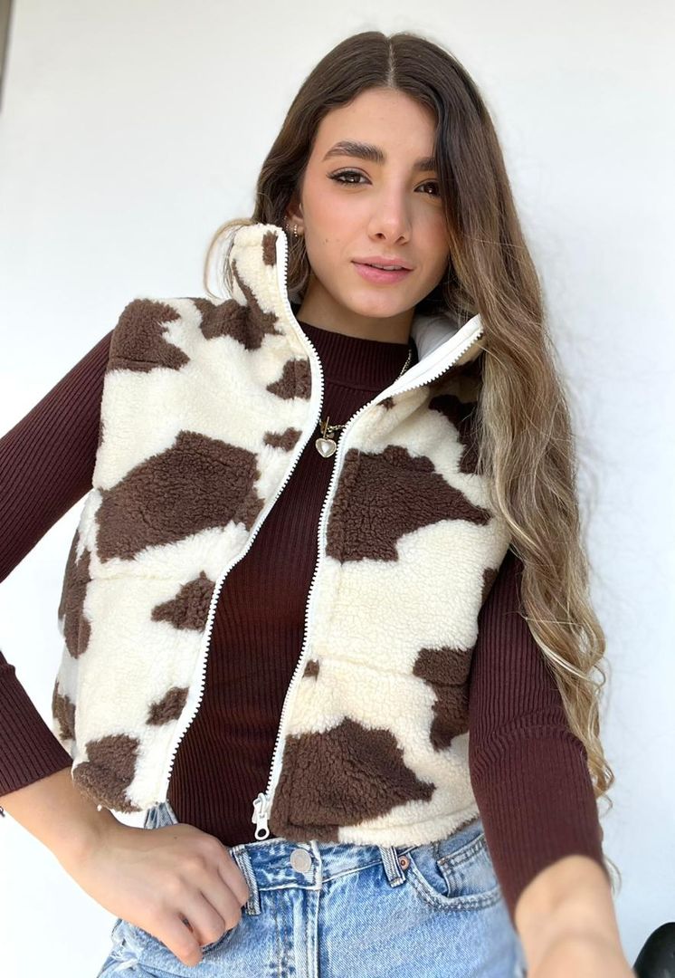 CHALECO OVEJERO COW PRINT