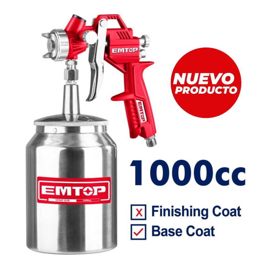 EMTOP PISTOLA PARA PINTAR 1.5MM CAP 1.000CC VASO INCLUYE ACOPLES SUPER EMTOP