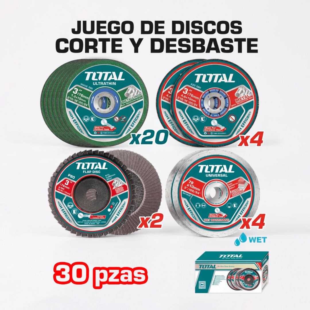 JUEGO DE DISCOS DE CORTE Y DESBASTE 30 PIEZAS PARA MINI ESMERIL