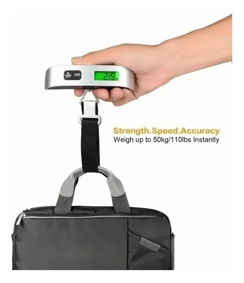 BASCULA DIGITAL EQUIPAJE MALETA PANTALLA LED PORTATIL