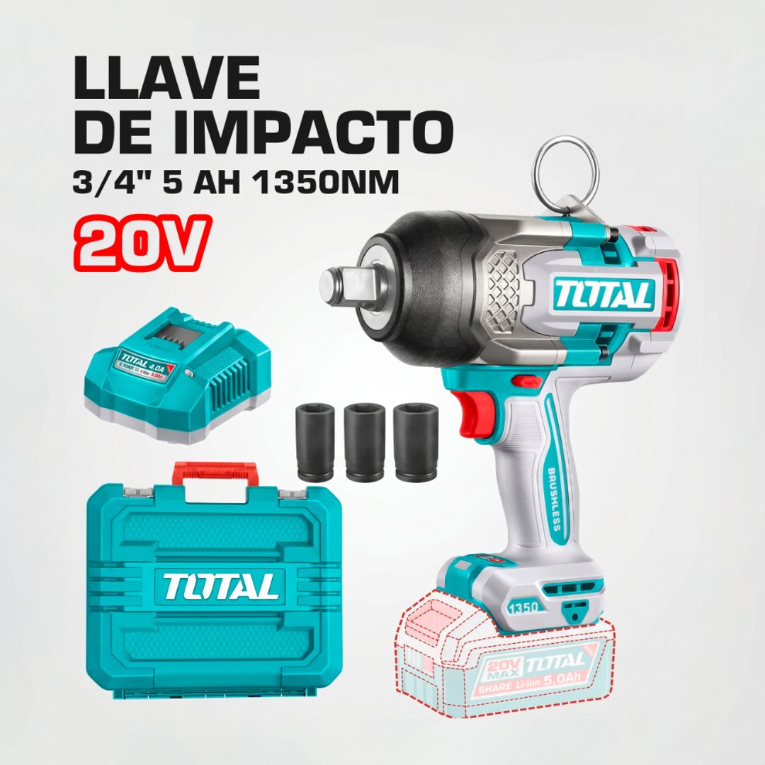 LLAVE DE IMPACTO 3/4" 20V 5 AH 1350NM   MALETA