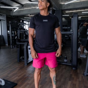 SET CAMISETA NEGRA + PANTALONETA FUCSIA - imagen 1