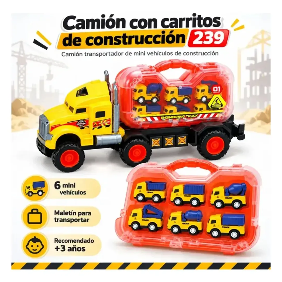 SET CAMION CON CARROS DE CONSTRUCCION X6