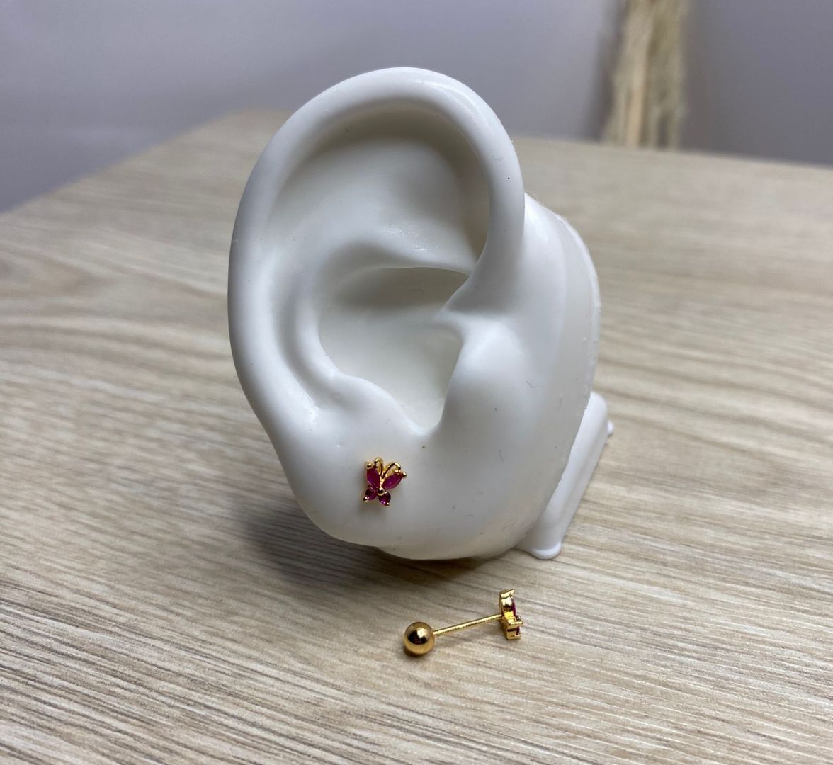 Topo de seguridad, mariposa pequeña, fucsia, covergold 