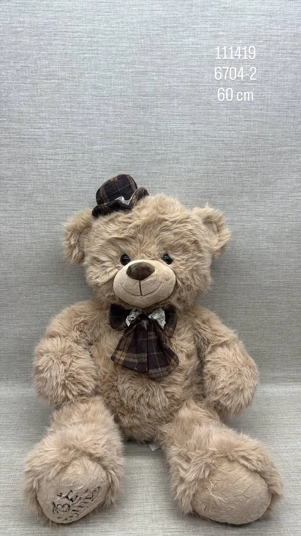 OSO PELUDITO CON SOMBRERO Y MOÑO 60 CM