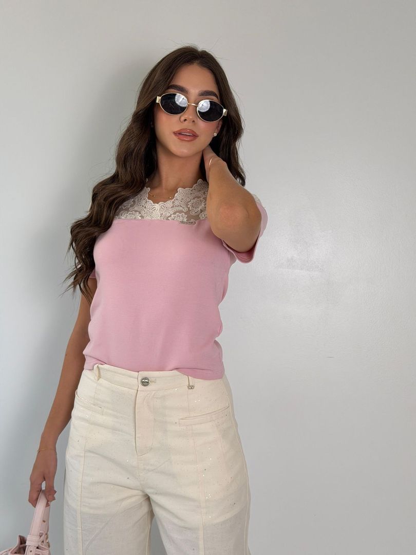 BLUSA ENCAJE PASTEL