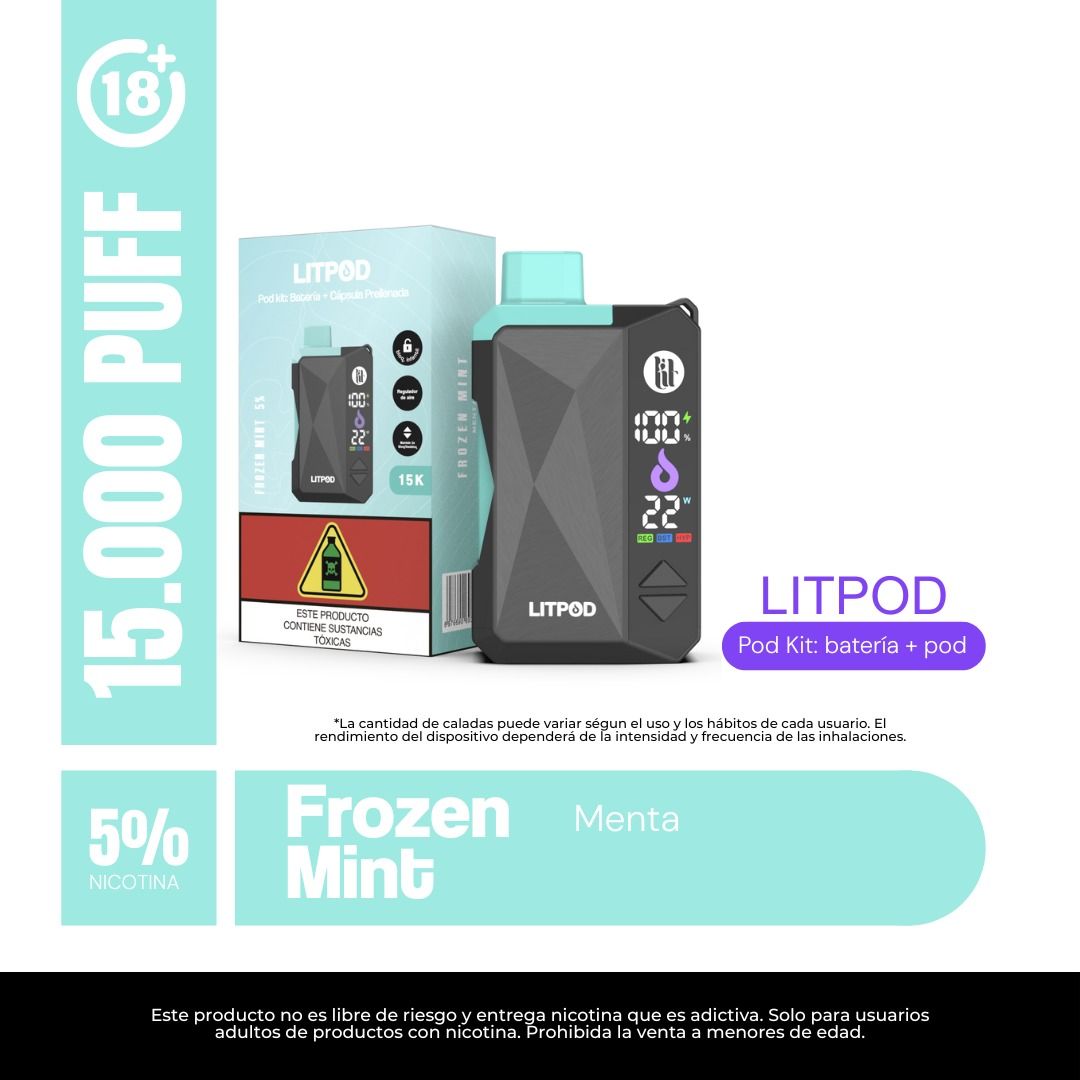 Lit Frozen Mint 15.000 Puffs Kit Bateria Y Pod