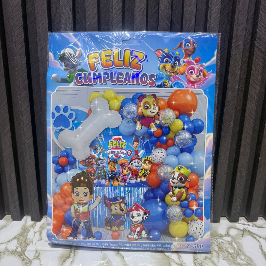 ARCO DE GLOBOS PAW PATROL INCLUYE FONDO