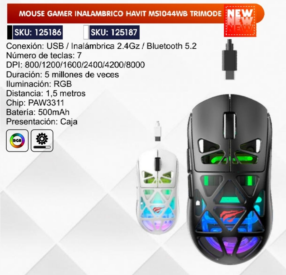 MOUSE GAMER INALÁMBRICO TRIMODE
