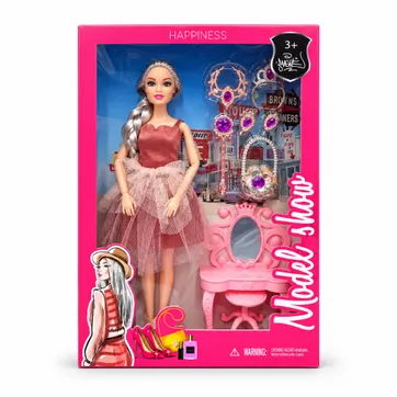 MUÑECA MODEL CON ACCESORIOS Y TOCADOR - imagen 1