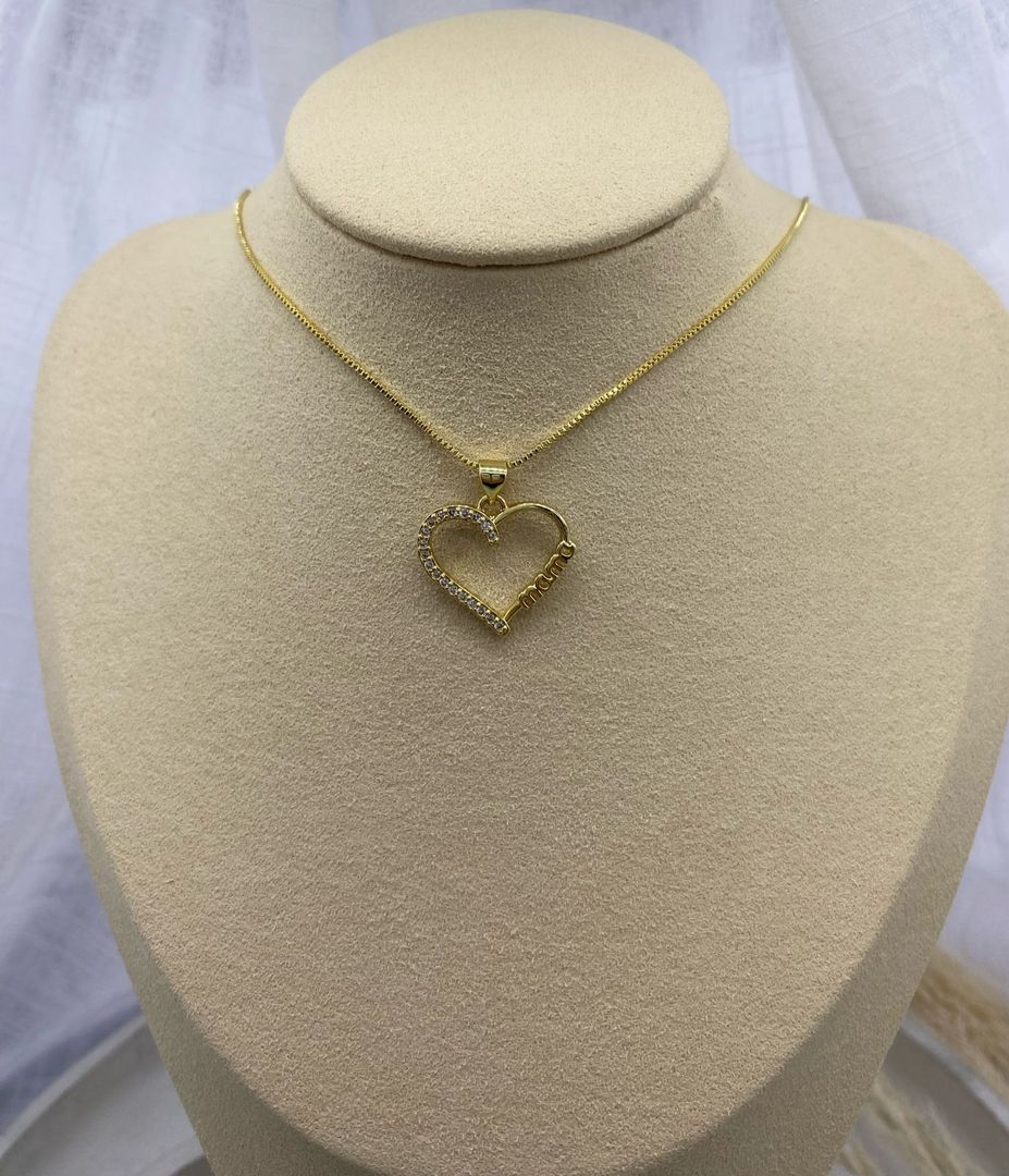 Dije corazón, "mamá", dorado, covergold 