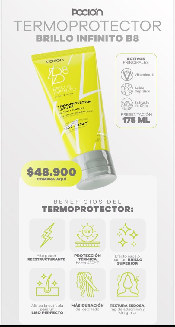 Termoprotector brillo infinito v8