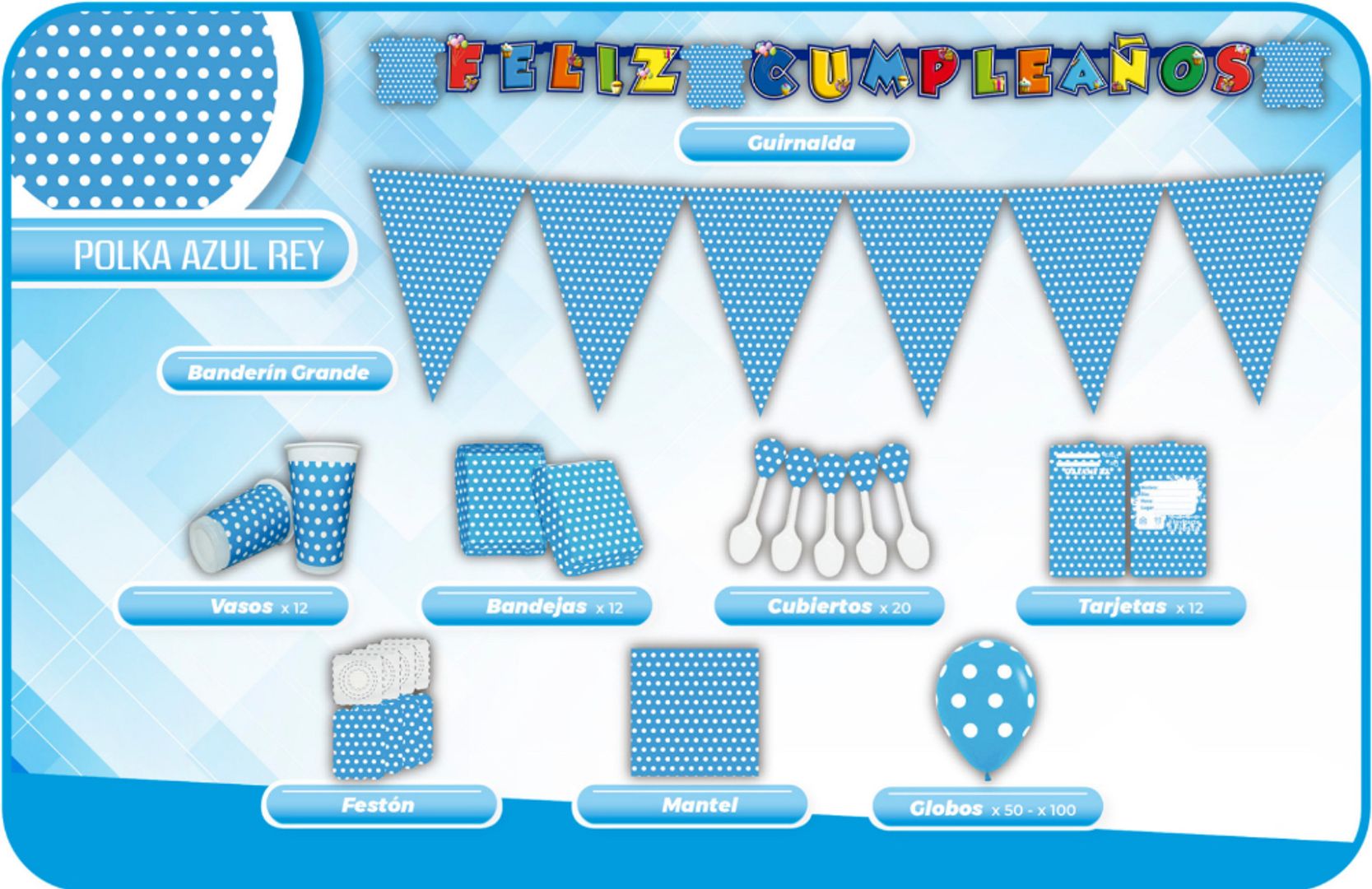 DECORACIÓN POLCA AZUL MEDIO 