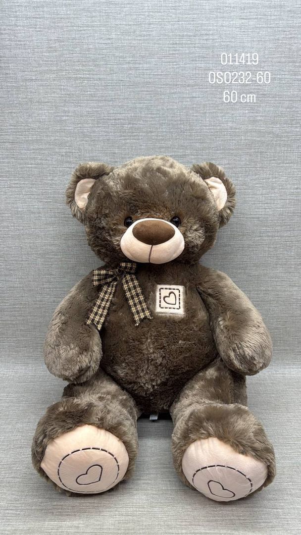 OSO CAFE CON BORDADO Y MOÑO 60 CM 