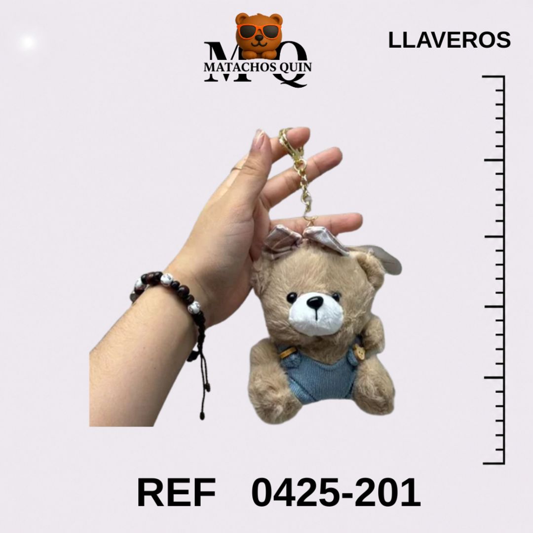 LLAVEROS DE OSITAS CON OVEROL Y MOÑO