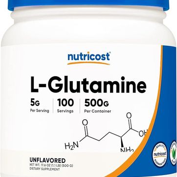L-glutamina en polvo, 17.6 onzas, sin sabor, sin gluten y sin OMG, 100 porciones - imagen 1