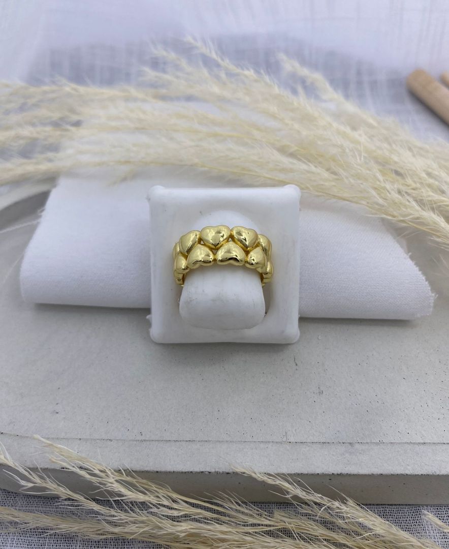 Anillo corazones, dorado, covergold 