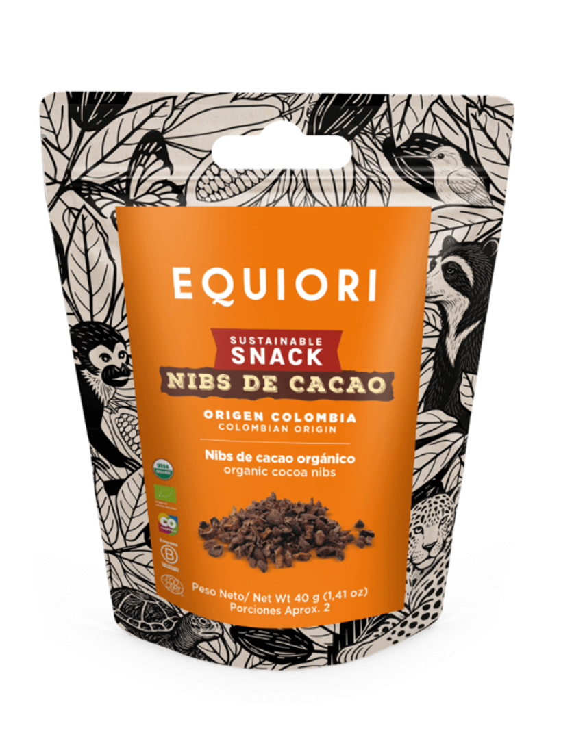 NIBS DE CACAO RECUBIERTOS EQUIORI X 40GR