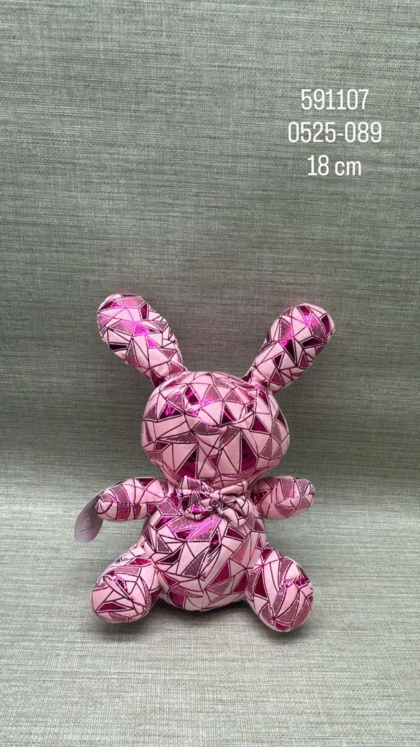 CONEJITO ROSADO METÁLICO CON DETALLES 18 CM