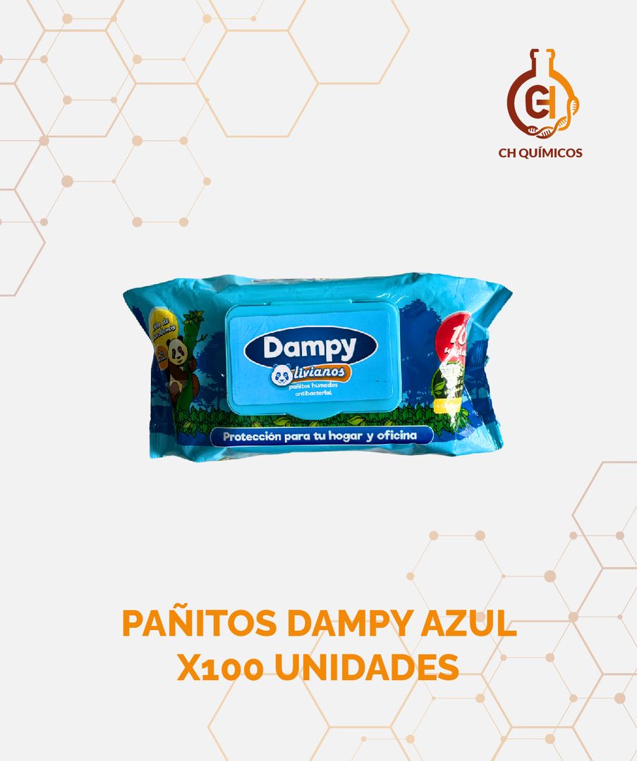 PAÑITOS HÚMEDOS DAMPY AZULES X100 UNIDADES