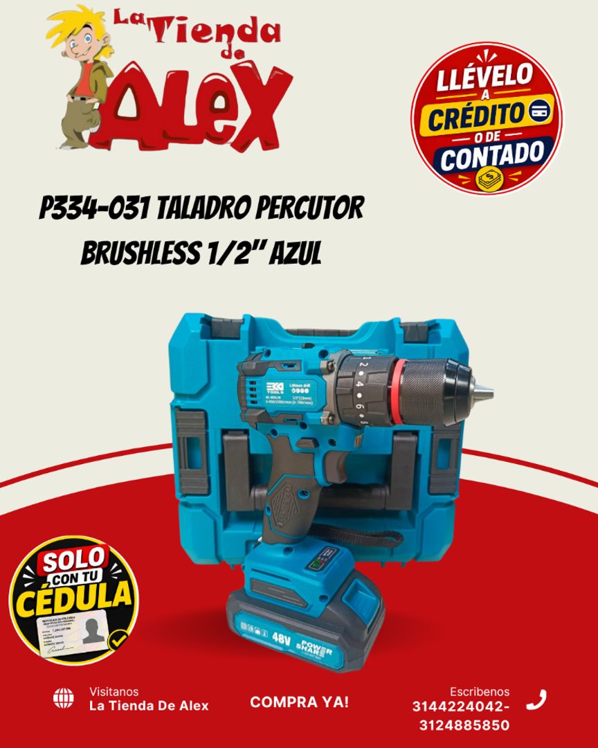 P334-031 TALADRO PERCUTOR BRUSHLESS 1/2" AZUL