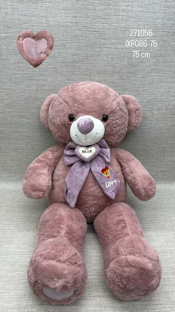 OSO PALO ROSA PATAS LARGAS LAZO BORDADO BEAR 75 CM