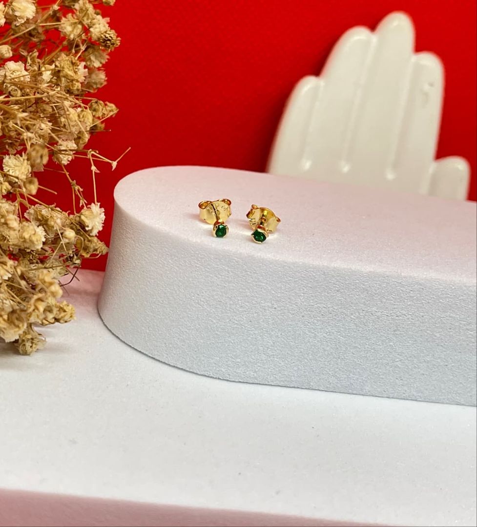 Topos micro circon 2mm verdes rendondos mini