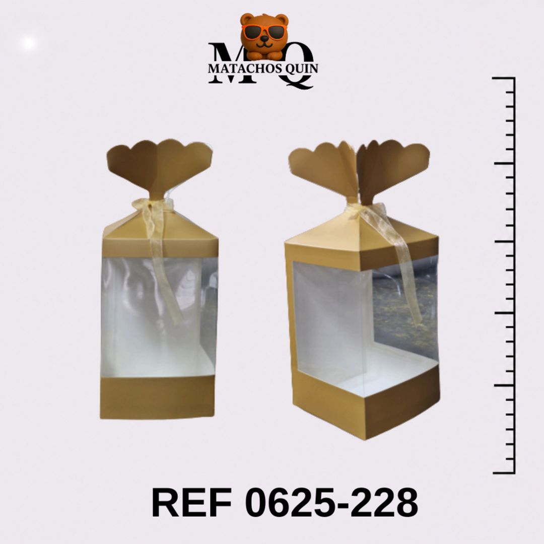 CAJA DE REGALO DORADA CON TIPO LAZO 