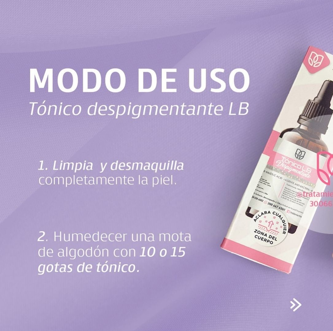 Tonico despigmentante LB -  Tratamiento acne y manchas