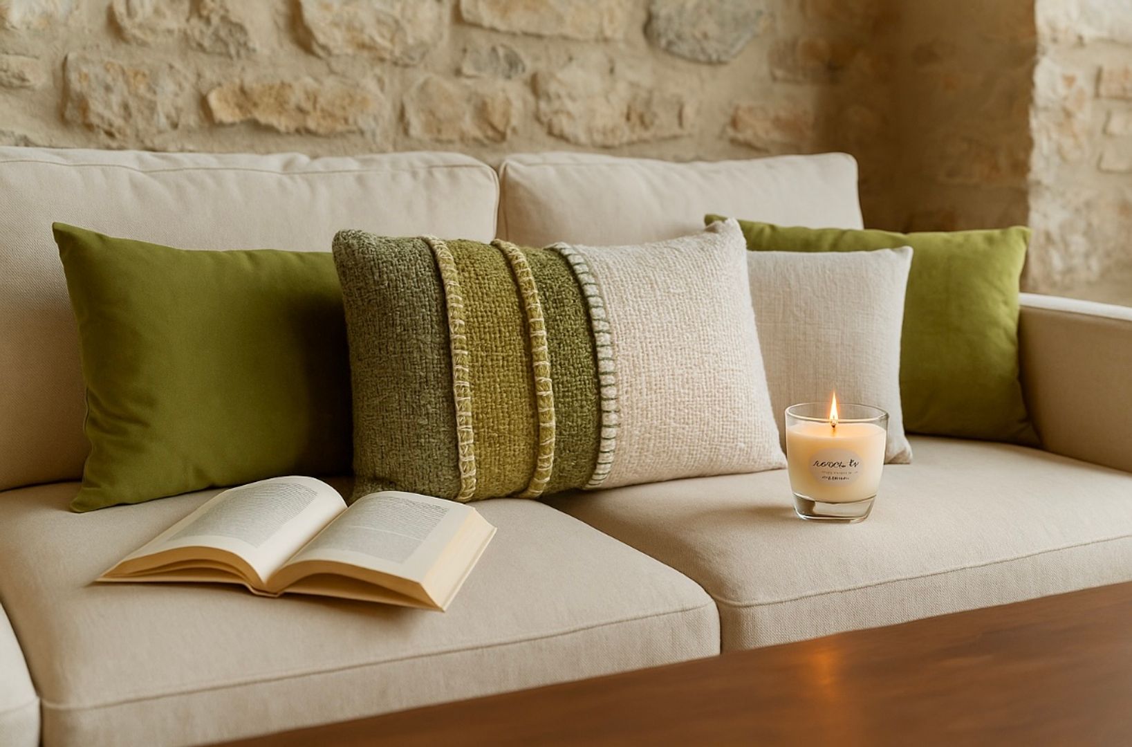 Almohadón Tejido Oliva 