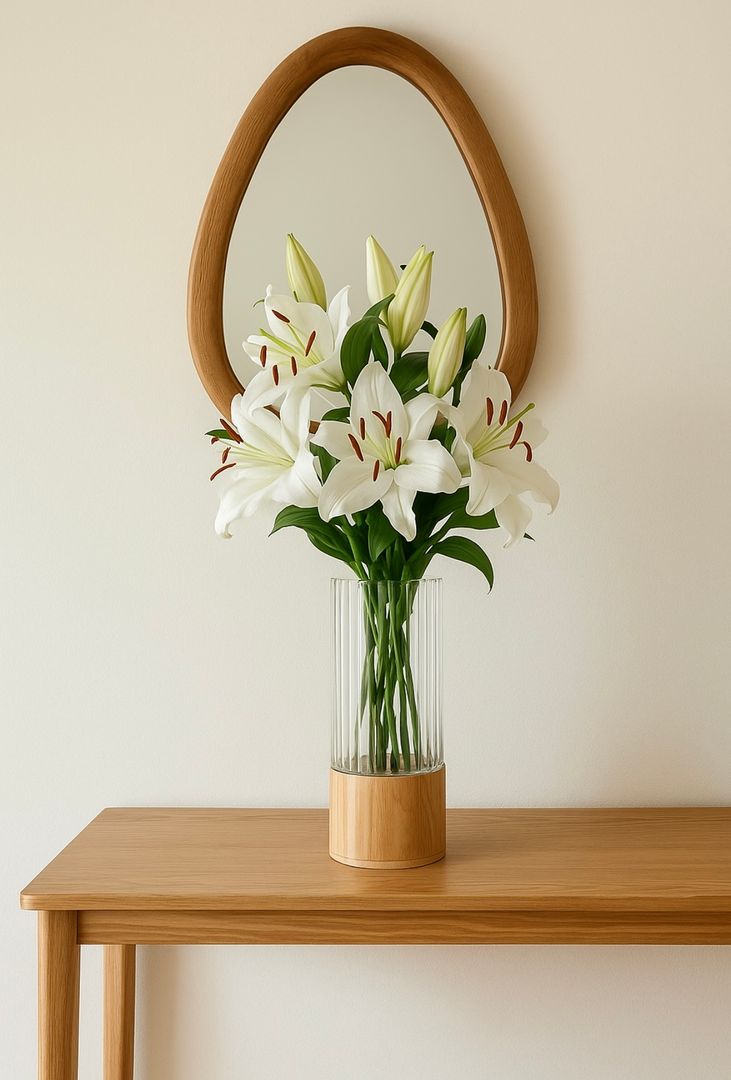 Florero Vidrio y Madera