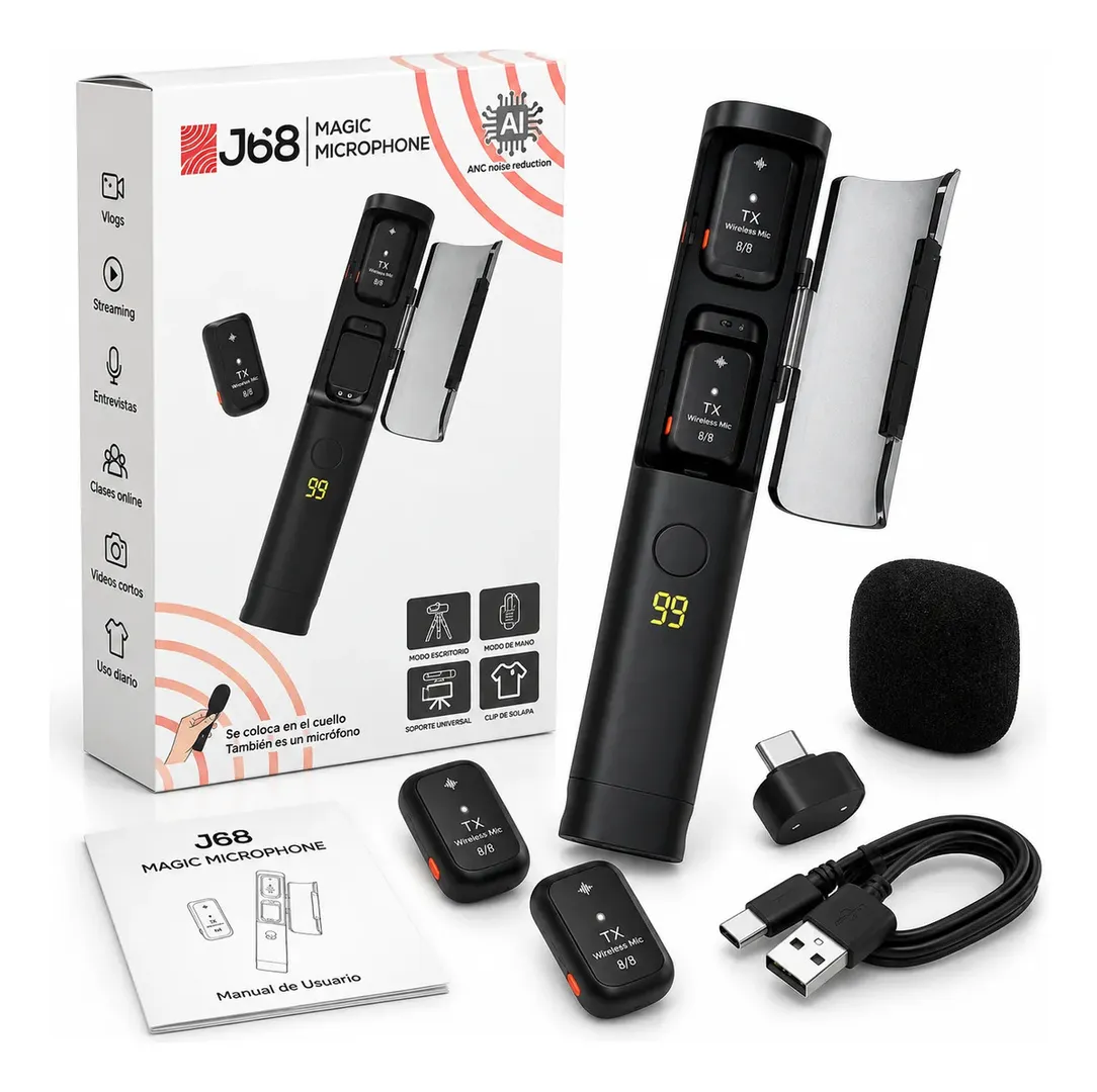 MICROFONOS INALAMBRICOS SOLAPA DUAL MAGIC JB8 2.4 GHZ
