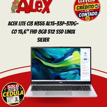 Imagen del producto Acer Lite Ci3 N355 AL15-33P-37DG-CO 15,6" FHD 8GB 512 SSD Linux Silver
