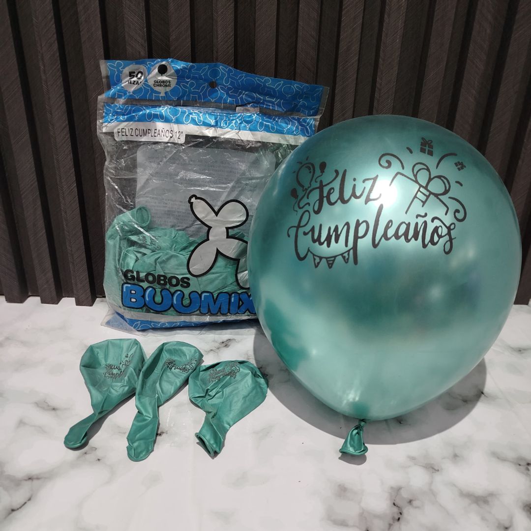 GLOBO X 50 R12 CROMADO FELIZ CUMPLEAÑOS 