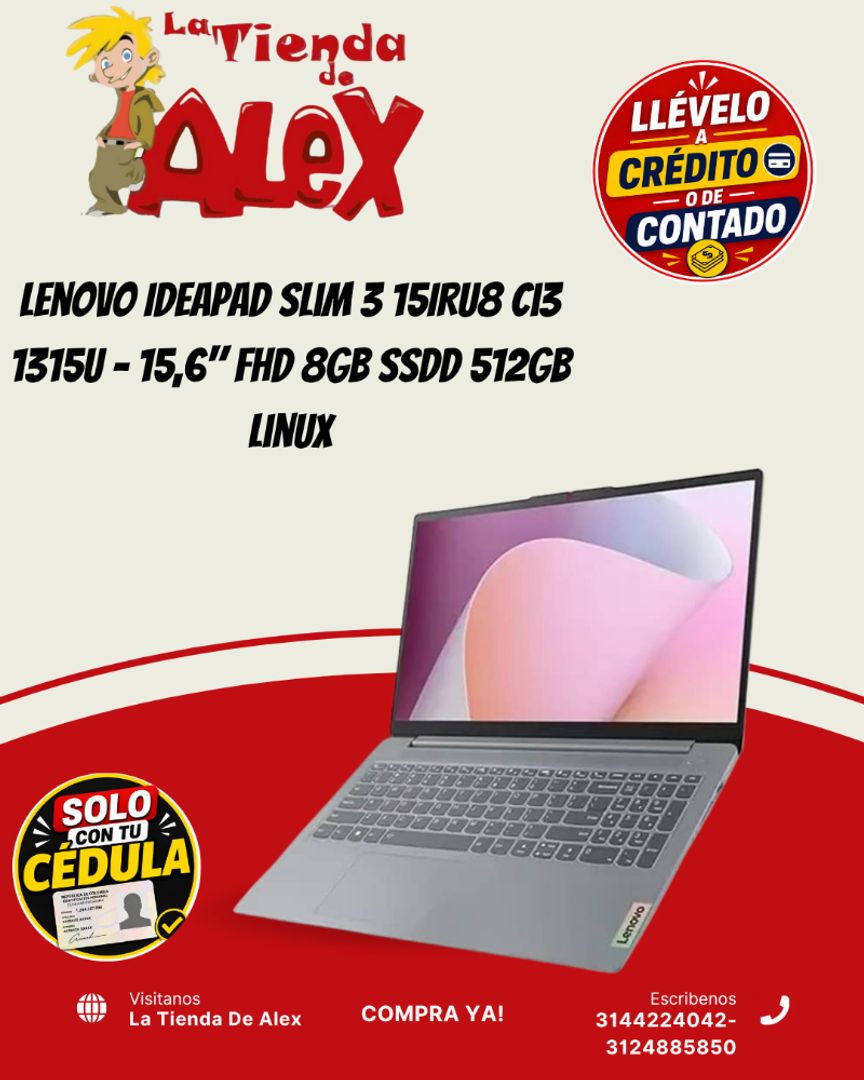 Lenovo IdeaPad Slim 3 15IRU8 Ci3 1315U - 15,6" FHD 8GB SSDD 512GB Linux