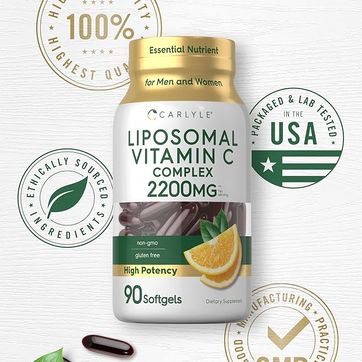Vitamina C liposomal  2200 mg 90 Softgels Fórmula de alta potencia Carlyle - imagen 1