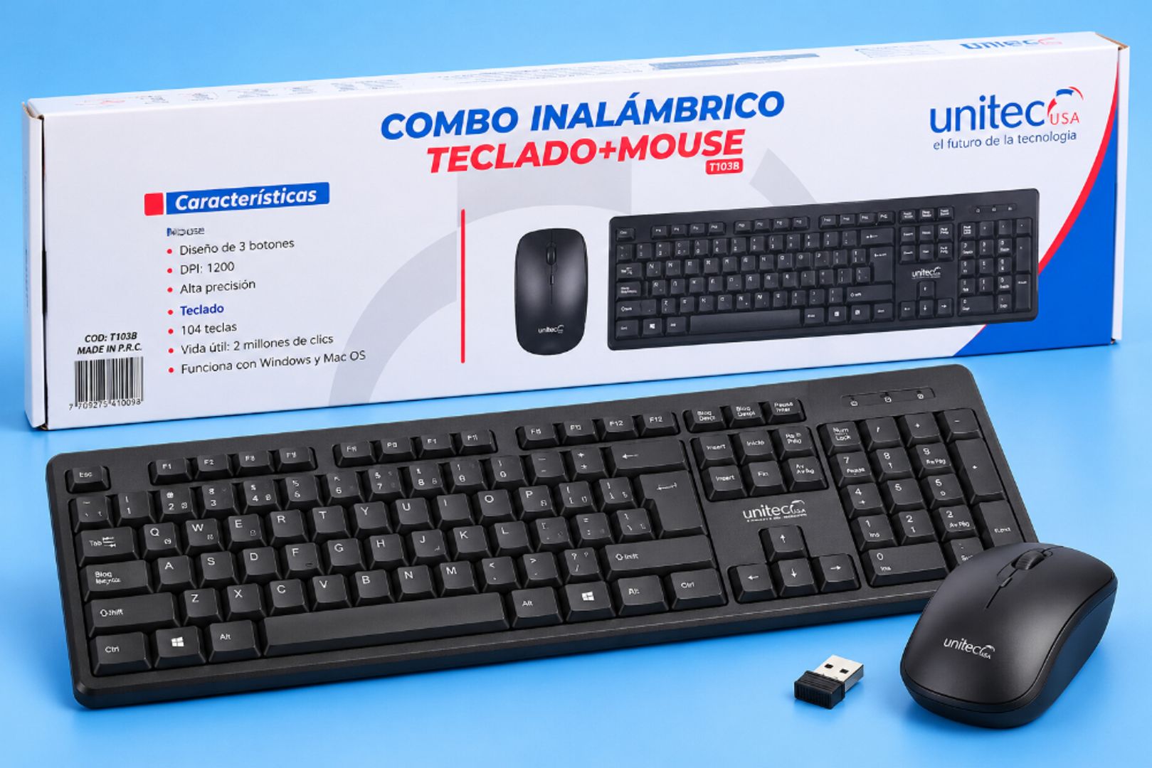 Combo Inalámbrico Unitec – Teclado + Mouse USB
