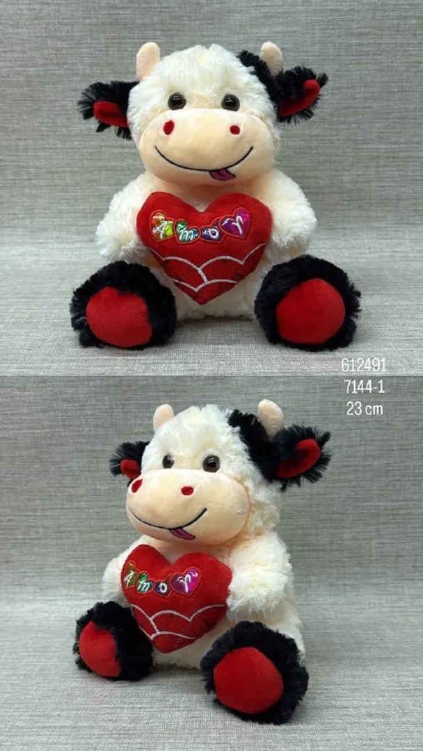 VACA CON CORAZÓN ROJO 23 CM
