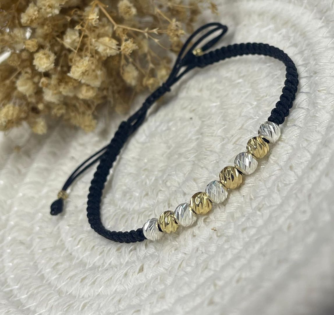 Pulsera tejida en 2 oros balin italy 5mm