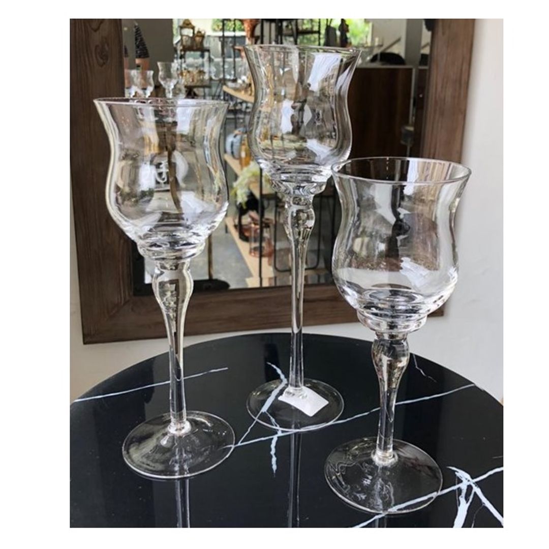 Set Candelabros de Cristal Transparente