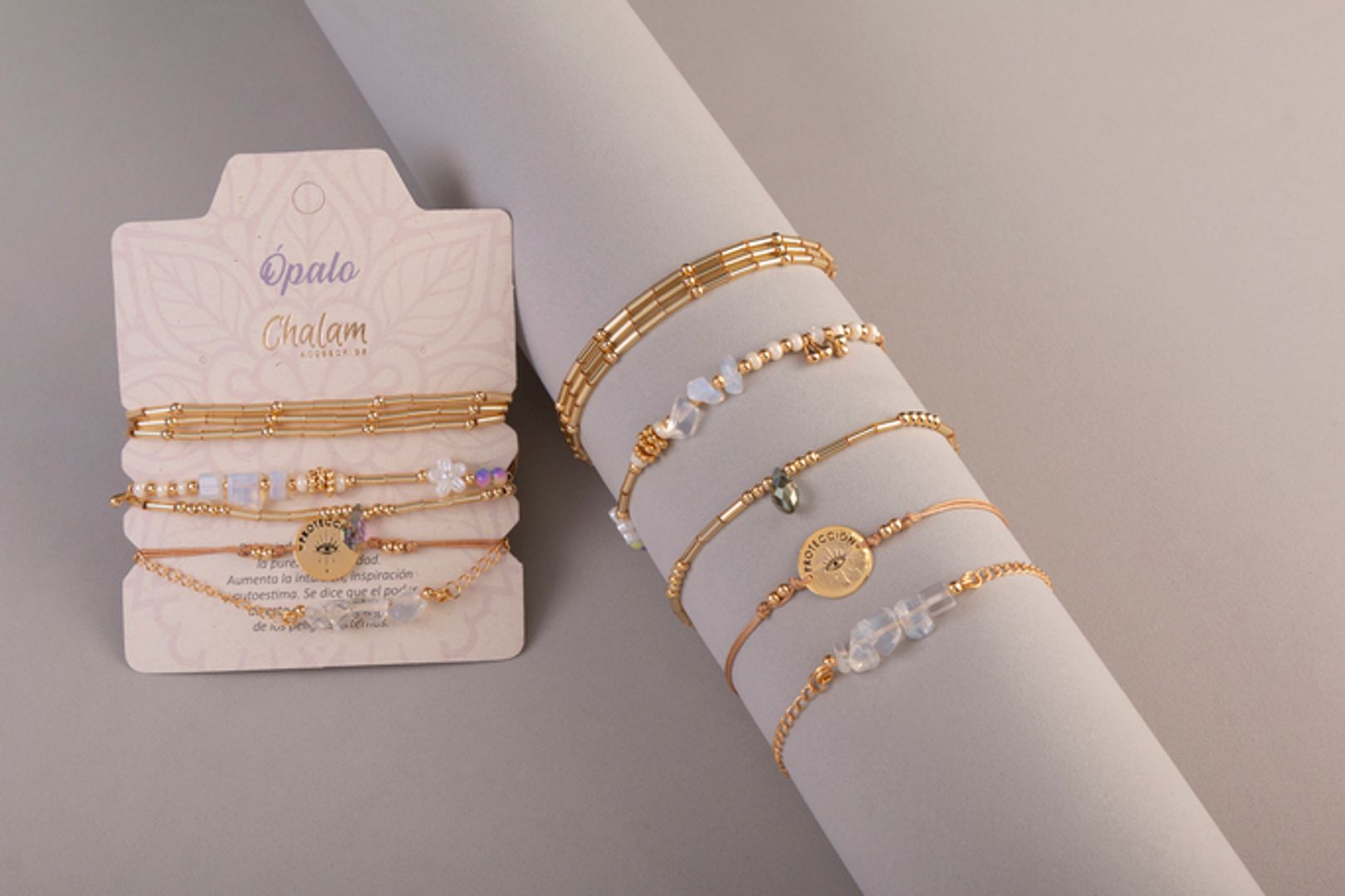 Juego de Pulseras Piedras Naturales: Ópalo