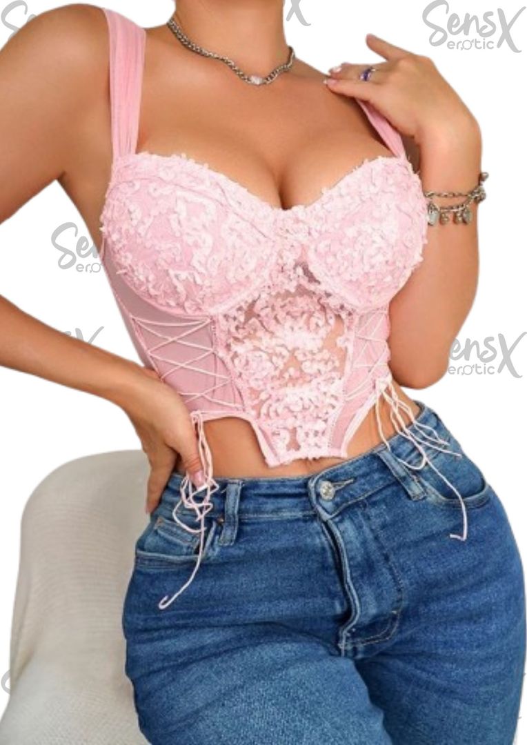 Corset con Tiras Ajustadas y Estampado Floral – Sensualidad y Elegancia en una Prenda Única