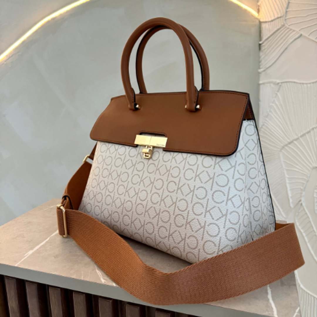 Cartera Calvin Klein Off white/ Marrón