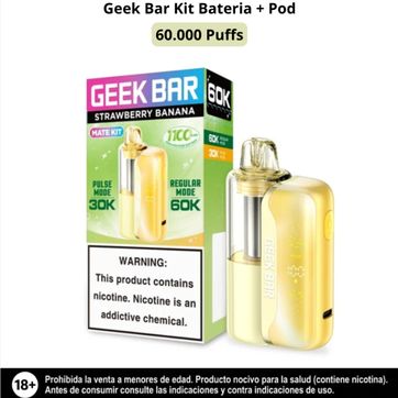 Imagen del producto Geek Bar Kit Strawberry Banana 60.000 Puffs Bateria Y Pod