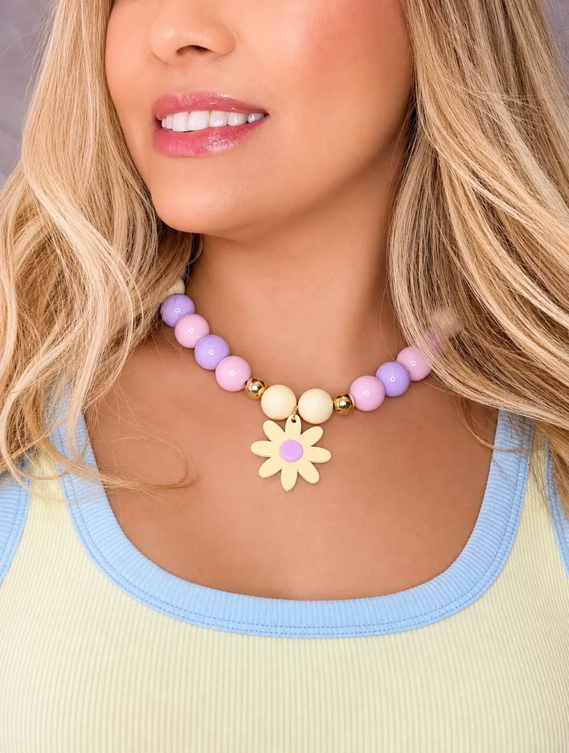 Collar abaco combinado rosa pastel 