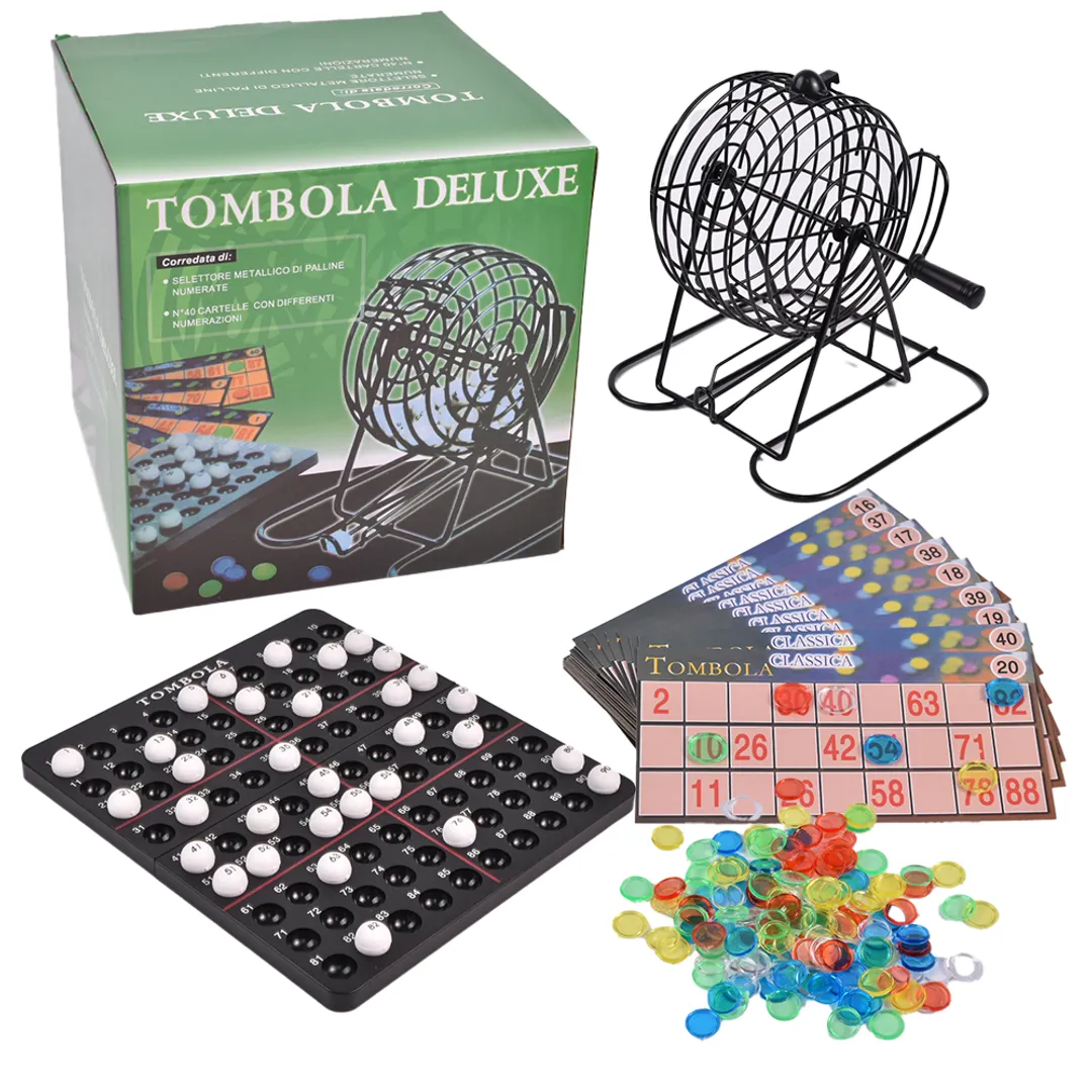 JUEGO DE BINGO CON BOLILLERO METALICO 90 NUMEROS Y 40 CARTONES